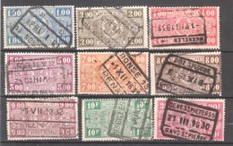 Belgium Railway/Trains/Railways/Eisenbahnmarken. Lot Of 9 Old Used Railway Stamps. Nice Cancelations. No.3 - Altri & Non Classificati