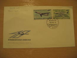 Yvert 57/8 Air Mail CZECH AIRLINE Plane PRAGA 1963 FDC Cancel Cover CZECHOSLOVAKIA - Luftpost