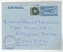 Secunderbad INDIA BANK Of HYDERABAD  UPRATED  AIRMAIL Postal STATIONERY COVER To GB Banking Finance Aviation - Omslagen