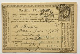 CARTE PRÉCURSEUR De TOULON Pour CADEROUSSE Avec Cachet LAFAYETTE Et Affranchissement Type SAGE Mars 1877 - Cartes Précurseurs