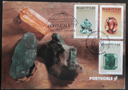 BRASIL Maximum Card / Postal Máximo & FDC - PORTUCALE '77. Porto (Portugal) Cancel. Brasil Stamps (precious Stones) - Maximum Cards