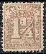 Stamp German States Hamburg 1864 1 1/4s Mint Lot#4 - Hambourg