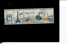 (987 - 27-03-2017) France - Strip Of 5 Stamps - Bande De 5 Timbres - Paris Monument - Used
