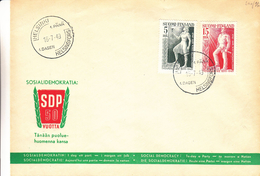 Finlande - Lettre De 1949 - Oblit Helsinki  - Torche - Marteau - Mouvement Des Ouvriers - Valeur 26 Euros - Storia Postale