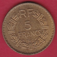 France 5 Francs Lavrillier Cupro-alu - 1940 - SUP - Andere & Zonder Classificatie