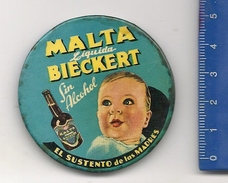 Malta Liquida BIECKERT - Espejo Publicitario Esmaltado De 5 Cm - Publicidad De Argentina C/1950´s - Spiegels