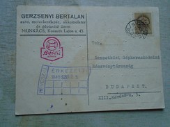 D147944 Hungary MUNKACS  Gerzsenyi Bertalan Auto-motor Garage - Bosch Service 1940 - Briefe U. Dokumente