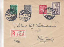Finlande - Lettre Recommandée De 1946 - Oblit Turku Abo - Expédié Vers Alajärvi - Storia Postale