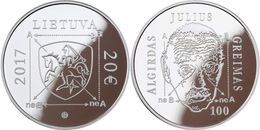 Lithuania 20 Euro 2017 "Algirdas Julien Greimas" Silver PROOF - Lituania