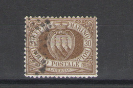 SAN MARINO 1877 CIFRA O STEMMI  SOP.TI 30 CENTESIMI  USATO PERFETTO - Used Stamps