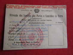 Mozambique - Moçambique - Dir. Dos Ser. De P. E Caminhos De Ferro - Passe Permanente Em Serviço Interno 1ª Classe 1956 - Monde