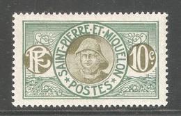 St Pierre & Miquelon 1922, 10c Green, Scott # 85, VF Mint VL Hinged*OG (P-5) - Unused Stamps