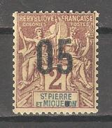 St Pierre & Miquelon 1912, Surcharged, Scott # 110, VF MLH*OG (P-5) - Unused Stamps