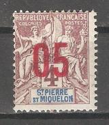 St Pierre & Miquelon 1912,Surcharged,Sc # 111,VF MH*OG (P-5) - Unused Stamps