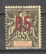 St Pierre & Miquelon 1912, Surcharged, Scott # 116,VF Mint Hinged*OG - Unused Stamps