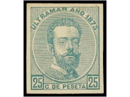 (*) COLONIAS ESPAÑOLAS: CUBA. Ant.25. PRUEBA DE PUNZON. 25 Cts. Verde. MAGNÍFICA Y RARA. - Autres & Non Classés