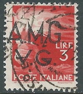 1945-47 TRIESTE AMG VG USATO DEMOCRATICA 3 LIRE - L11 - Oblitérés