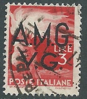 1945-47 TRIESTE AMG VG USATO DEMOCRATICA 3 LIRE - L14 - Oblitérés