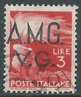 1945-47 TRIESTE AMG VG USATO DEMOCRATICA 3 LIRE - L34 - Oblitérés