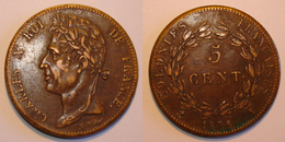 5 CENTIMES A, COLONIES FRANÇAISES, CHARLES X, 1828. Qualité, Patine. - Französische Kolonien (1817-1844)