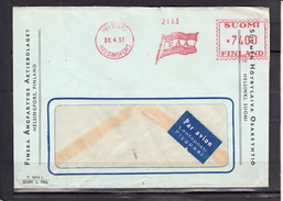 EMA Sur Lettre De  HELSINKI  Finlande    Le 6 4 1957  "  F.A.A. "    Par Avion  Envel Commerc A  Fentre PUBLICITAIRE - Storia Postale