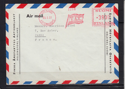 EMA Sur Lettre De  HELSINKI  Finlande    Le 20 50 1957  "  F.A.A. "    Par Avion  Envel   PUBLICITAIRE Pour PARIS - Storia Postale