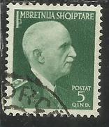 ALBANIA 1939 - 1940  5q USATO USED OBLITERE' - Albanië