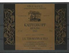 1995  ALSACE VIN KAEFFERKOPF RIESLING  J.B.THOMANN & FILS AMMERSCHWIHR NEUF QUALITÉ - Riesling