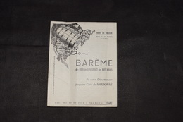 Tarif De Transport Des Fûts Vides 1966 Paul Herpe Et Fils Narbonne Vin Viticulteur Viticole - Facturas