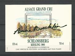 1993 ALSACE VIN  ANNE BOECKLIN  SCHLOSSBERG RIESLING  CAVE KIENTZHEIM KAYSERBERG  NEUF QUALITÉ - Riesling