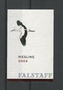 2003 VIN ALSACE  CIGOGNE RIESLING   CAVE FALSTAFF   NEUF QUALITÉ - Riesling
