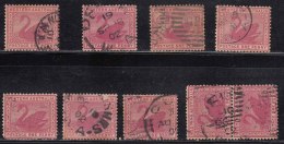 Watermark  (W18 ) Lot, 1d X 9 Qty, Western Austraila Used, Postmark / Perf, Study, 1902 Onward, Swan Bird,  As Scan - Usados