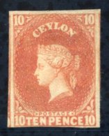 1857-59 10d Dull Vermilion With Close To Large Margins Showing Portions Of Adjoining Stamps At Left & Right, Unused - Sonstige & Ohne Zuordnung