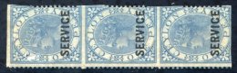 OFFICIALS 1869 1d Blue Vertical Strip Of Three, Variety 'imperforate Horizontally,' Large Part O.g, Slight Indentations - Autres & Non Classés