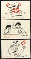 1945 Set Of 10 WWII Stenders Forlag Liberation Cards Hurra For Montgomery Etc. Comic Designs Of Flag Waving Etc. All Unu - Autres & Non Classés