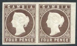 1869-72 No Wmk 4d Brown Horizontal Pair, With Good To Large Margins, Crisp Embossing, Fresh M, BPA Cert. 2003, SG.1, Cat - Sonstige & Ohne Zuordnung