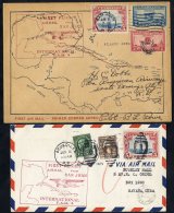 1929 Range Of First Flight Covers (5) By PAA F.A.M 6 San Juan - Havana 9.1.29 With Magenta Cachet, Another But San Juan - Sonstige & Ohne Zuordnung