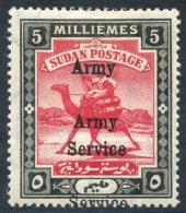 OFFICIALS (ARMY) 1906 5m Scarlet & Black Ovpt Double, Fresh M, SG.A9A (both Upright), Clear BPA Cert. 1959. (1) Cat. - Sonstige & Ohne Zuordnung