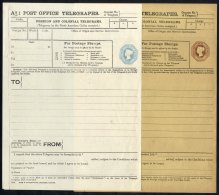 QV Telegraph Forms 10d Blue Die Huggins TP56(a) (Cat. £150) & 10d Brown Die TP57 (Cat. £75), Fine & - Sonstige & Ohne Zuordnung