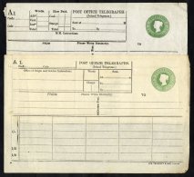 QV Telegraph Form 1s Green Dies TP7a Millington & Hutton Imprint (Cat. £100) & TP7b, Jas Truscott & So - Sonstige & Ohne Zuordnung