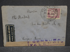 ESPAGNE - Enveloppe De Puebla Lorga Par Avion Pour La France 1938 Avec Censure De Valencia - L 6940 - Marques De Censures Républicaines