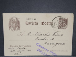 ESPAGNE - Entier Postal De Palencia Pour Saragoza En 1939 Avec Censure De Palencia - L 6952 - Marques De Censures Républicaines
