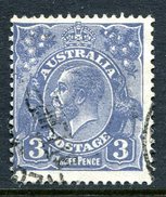 Australia 1926-30 KGV Heads (Wmk. Mult. Crown A) - P.13½ X 12½ - 3d Deep Ultramarine - Die II - Used (SG 100b) - Used Stamps