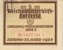 WHW WK II Reichswinterhilfe Lotterie Lot Mit über 20 Prämienscheinen 1937 II - Ohne Zuordnung