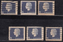 5c X 6, From Booklet, Perf., Imperf,  Used, QE Series, Canada - Single Stamps