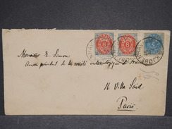 DANEMARK - Enveloppe Pour Paris En 1891 , Affranchissement Plaisant - L 6982 - Briefe U. Dokumente