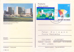 UNITED NATIONS VIENNA 1996 ILLUSTRATED OFFICIAL POST CARD POSTED FOR SRI LANKA RETOUR TO GERMANY - Cartas & Documentos