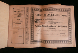 ( Maine-et-Loire  Angers ) Carnet De 100 Actions SOCIETE DES ARENES DE DOUE-LA-FONTAINE  1912 - Tourismus