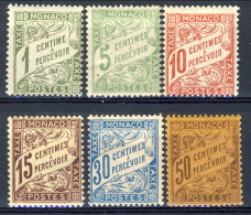 Monaco Tasse 1905 - 09 Serietta N. 1-7 (manca Il N. 4) MLH Catalogo € 13,50 - Impuesto