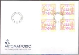 SCHWEDEN 1991 Mi-Nr. 1 Satz 1 Automatenmarken FDC - Timbres De Distributeurs [ATM]